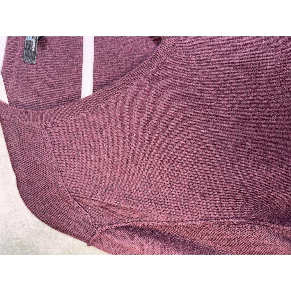 Marc Anthony Sweater Mens XL Burgundy V Neck Pullover Lightweight Cashmere Blend - Picture 6 of 10